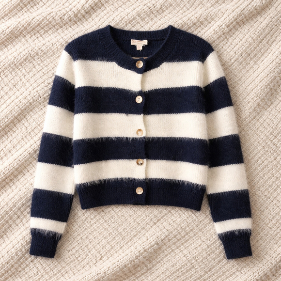 Hem & Thread Sweaters - NWT Size Large Hem & Thread Black and White Cardigan Sweater